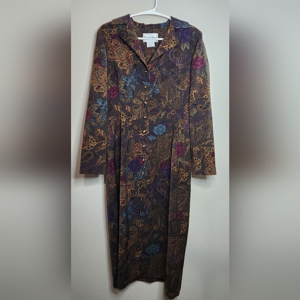Danny & Nicole Vintage Button Down Paisley Print Dress Size 6